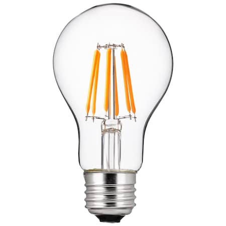 Sunlite LED Edison A19 40W Equivalent 600 Lumens Dimmable Clear Filament Light Bulb 2200K, 6PK 80476-SU